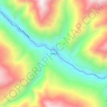 Mapa topográfico Tsetang, altitud, relieve