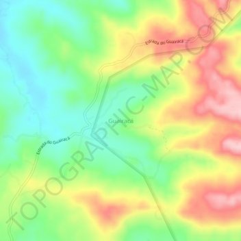 Mapa topográfico Guairacá, altitud, relieve