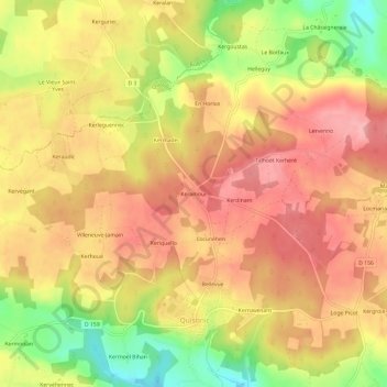 Mapa topográfico Keramour, altitud, relieve