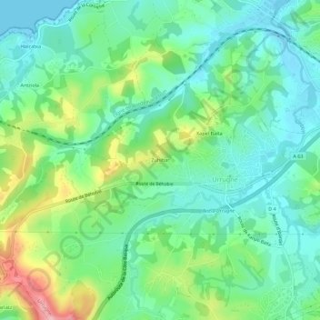 Mapa topográfico Zuhibar, altitud, relieve