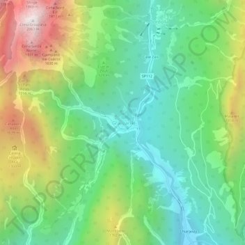 Mapa topográfico Grauzaria, altitud, relieve