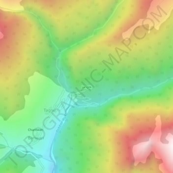 Mapa topográfico Janglik, altitud, relieve