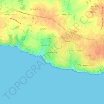 Mapa topográfico La Gauvinière, altitud, relieve