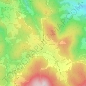 Mapa topográfico Les Biefs, altitud, relieve
