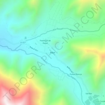 Mapa topográfico Rapel, altitud, relieve
