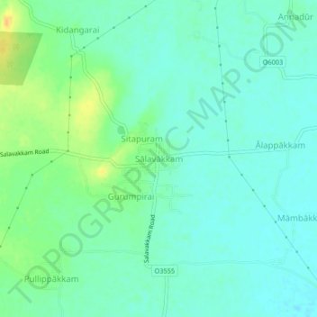 Mapa topográfico Sālavākkam, altitud, relieve