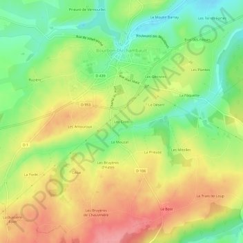 Mapa topográfico Les Crots, altitud, relieve