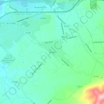 Mapa topográfico Fairview, altitud, relieve
