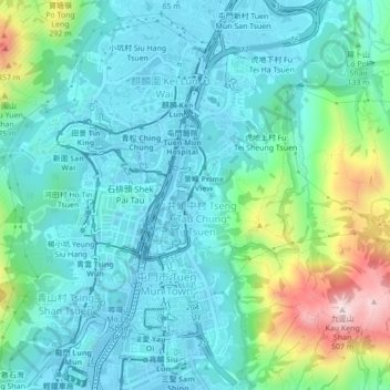 Mapa topográfico Kau Hui Village, altitud, relieve