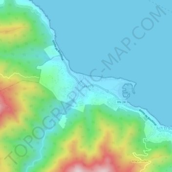 Mapa topográfico Saket, altitud, relieve