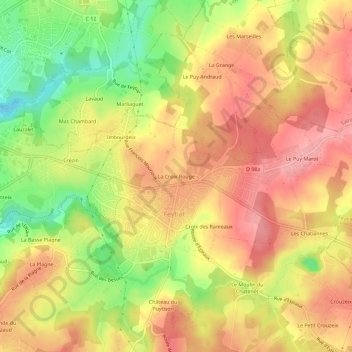 Mapa topográfico La Croix Rouge, altitud, relieve