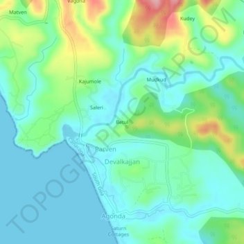 Mapa topográfico Betul, altitud, relieve