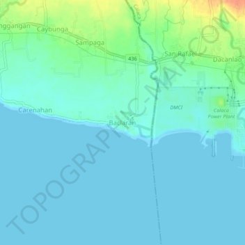 Mapa topográfico Baclaran, altitud, relieve