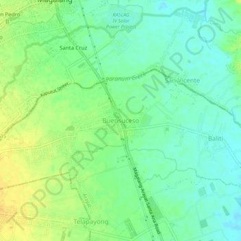 Mapa topográfico Buensuceso, altitud, relieve