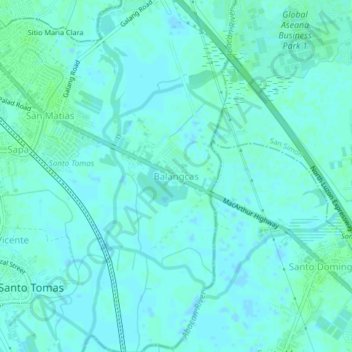 Mapa topográfico Balangcas, altitud, relieve