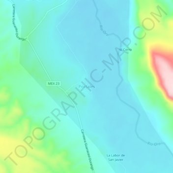 Mapa topográfico Portales, altitud, relieve
