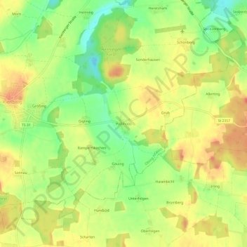 Mapa topográfico Pößmoos, altitud, relieve