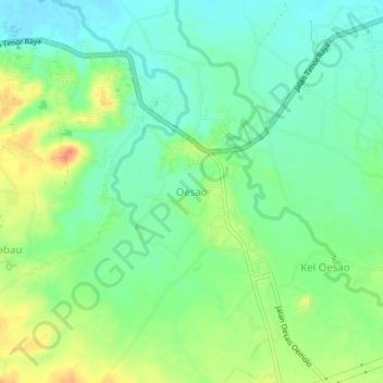 Mapa topográfico Oesao, altitud, relieve