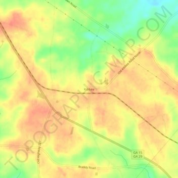 Mapa topográfico Kibbee, altitud, relieve