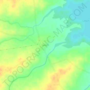 Mapa topográfico Sankh, altitud, relieve