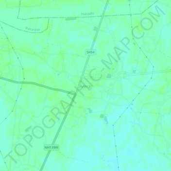Mapa topográfico Areraj, altitud, relieve