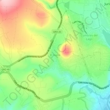Mapa topográfico El Nabo, altitud, relieve