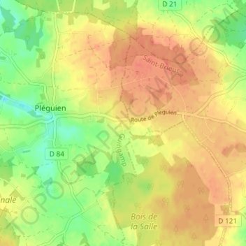 Mapa topográfico Le Roha, altitud, relieve