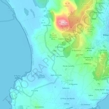 Mapa topográfico Vilar, altitud, relieve