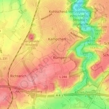 Mapa topográfico Dornkaul, altitud, relieve