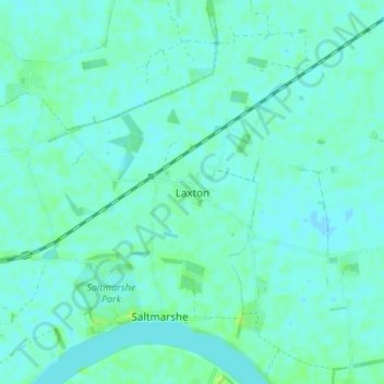 Mapa topográfico Laxton, altitud, relieve