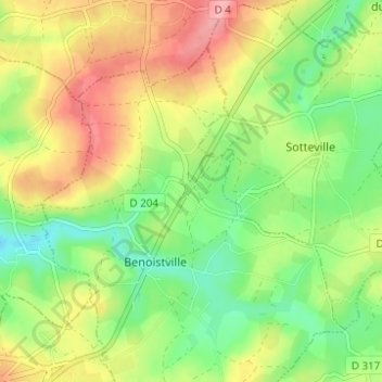 Mapa topográfico La Croix Georges, altitud, relieve