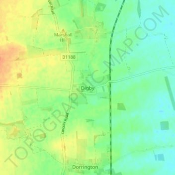 Mapa topográfico Digby, altitud, relieve