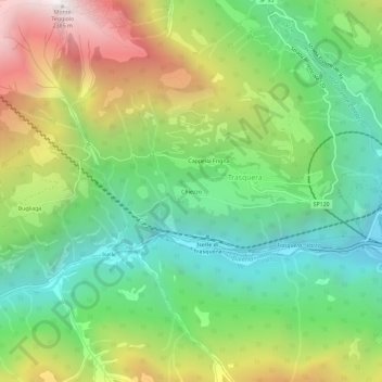 Mapa topográfico Chiezzo, altitud, relieve