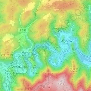 Mapa topográfico Reimerzhoven, altitud, relieve
