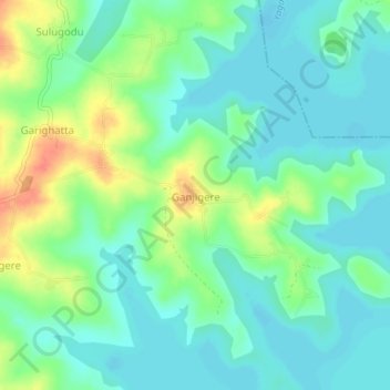Mapa topográfico Ganjigere, altitud, relieve
