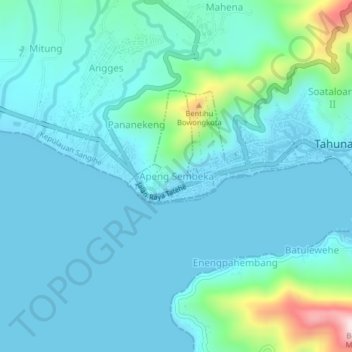 Mapa topográfico Apeng Sembeka, altitud, relieve
