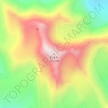Mapa topográfico Gangshika, altitud, relieve