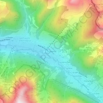 Mapa topográfico La Panthiaz, altitud, relieve