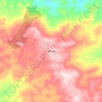 Mapa topográfico Meko, altitud, relieve