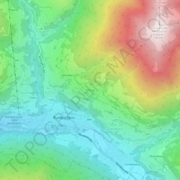 Mapa topográfico Frischg, altitud, relieve