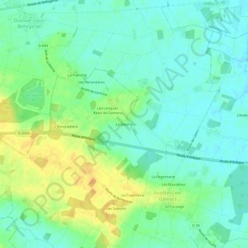 Mapa topográfico La Severie, altitud, relieve