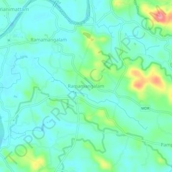 Mapa topográfico Ramamangalam, altitud, relieve