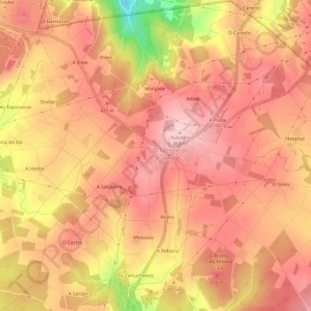 Mapa topográfico A Filgueira, altitud, relieve