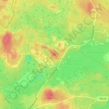 Mapa topográfico Pytkynharju, altitud, relieve