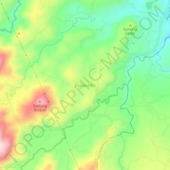 Mapa topográfico Puraseda, altitud, relieve