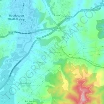 Mapa topográfico Cite Ben Merzouga, altitud, relieve