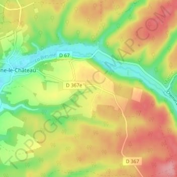 Mapa topográfico La Placardelle, altitud, relieve