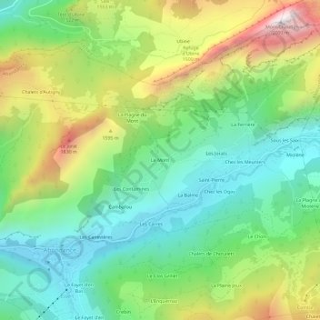 Mapa topográfico Le Mont, altitud, relieve