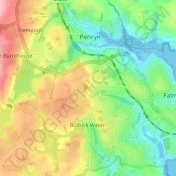 Mapa topográfico Lower Kergilliack, altitud, relieve