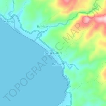 Mapa topográfico Pagar Dalam, altitud, relieve